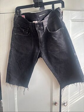 True Religion Black Cutoff Jean Shorts